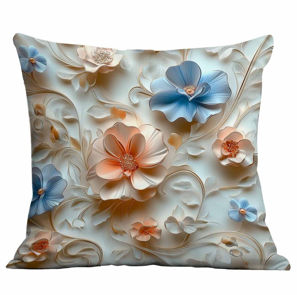 Spring and Summer 3D Floral Print Pillowcase Home Sofa Cushion Pillowcase