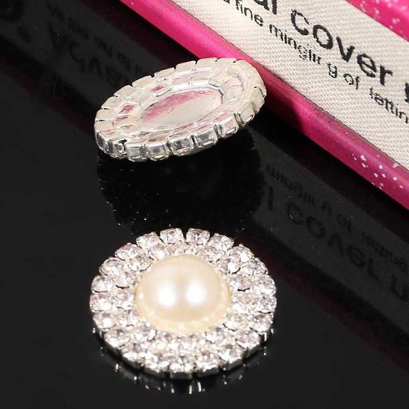 Engood 50Pcs 22mm Double Row Round  Rhinestone Pearl Buttons Vintage Sewing Trim & Embellishments for Wedding Decoration DIY
