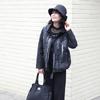 Shiz Madam Women Digital Print Embroidery Half Hood Padding Jacket J31734