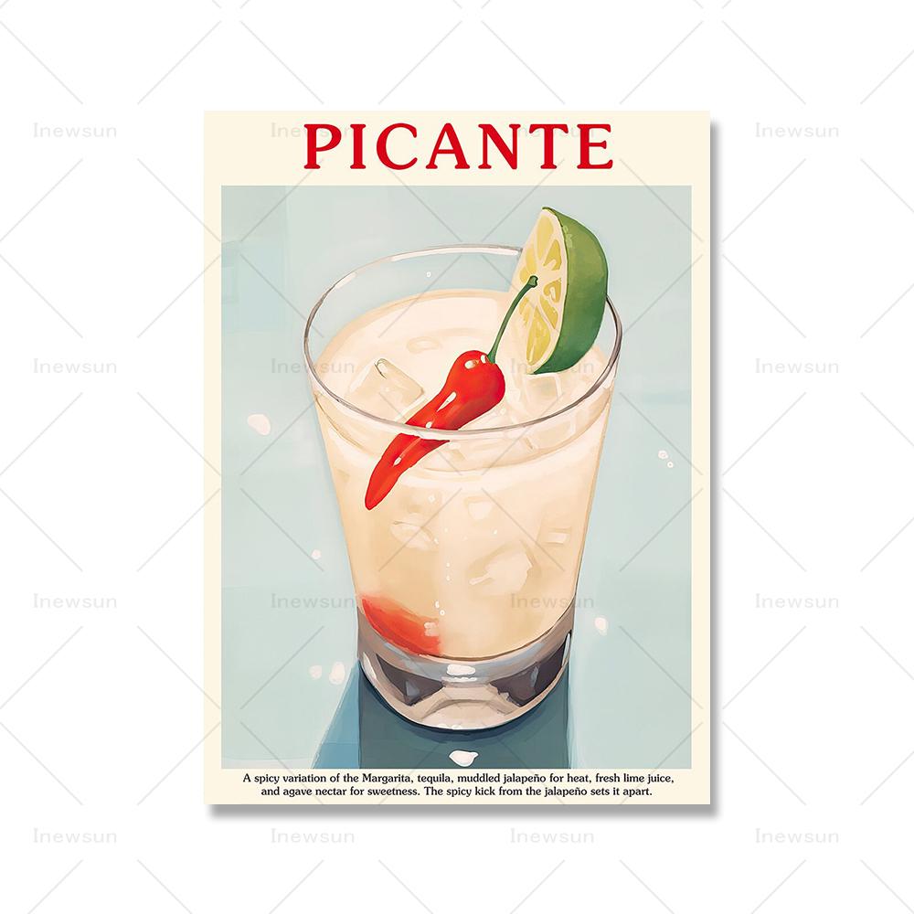 Fruit Juice Picante Aperol Spritz Cocktail Posters Wall Art Print Sangria Drink Negroni Canvas Painting Club Bar Home Decoration