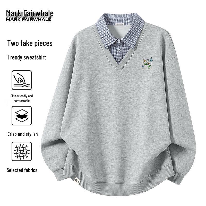 MARK FAIRWHALE Men's Letter Print Hooded Sweatshirt
