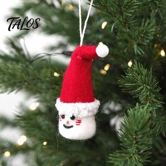 Soft Woolen Decorations for Kids Christmas Felt Ornament, Handmade Wool Santa Candy Cane House Cozy Winter Atmosphere Accents Snowman Hanging Holiday
