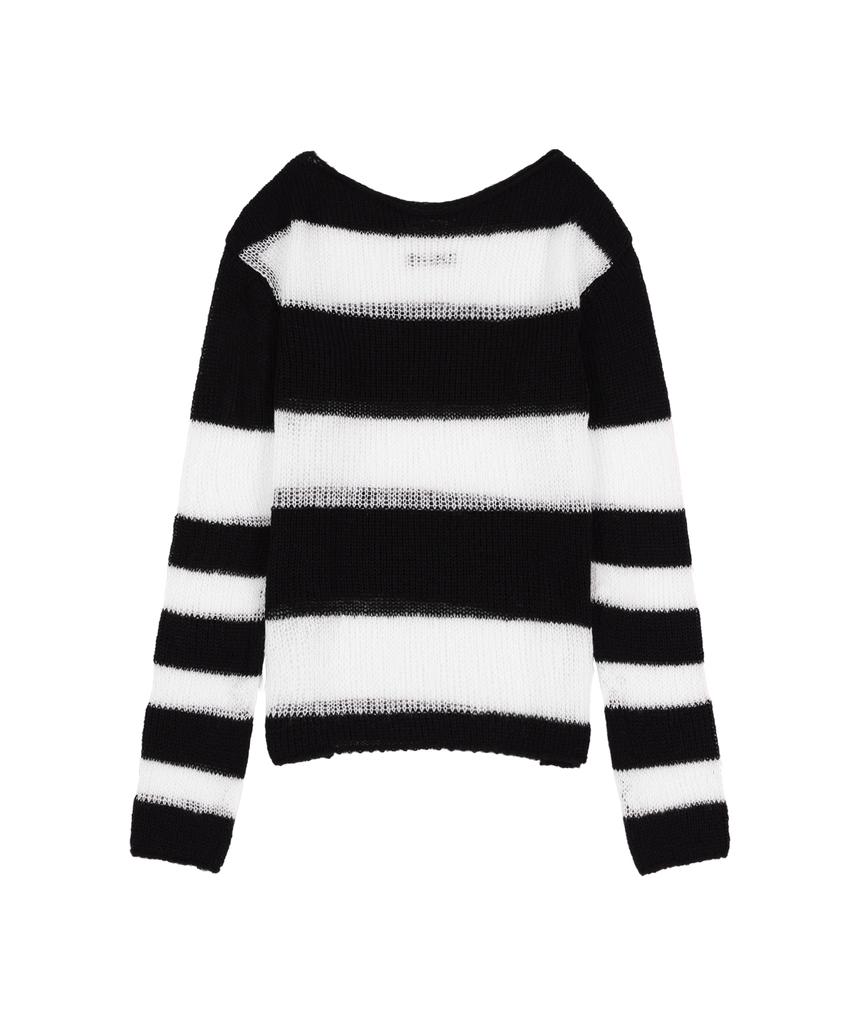 FANCY CLUB Hailey Striped Knit (Black) F25Zb020