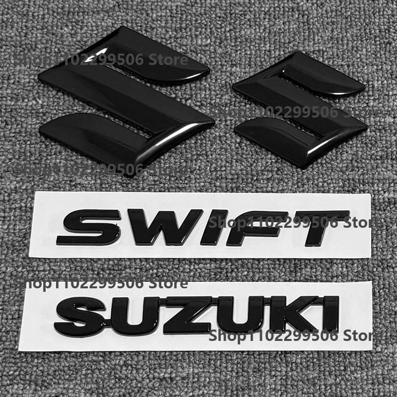ABS Araba Ön Panjur Amblemi Arka Bagaj Rozeti Çıkartması Suzuki Swift VVT için parlak siyah Logo Aksesuarları