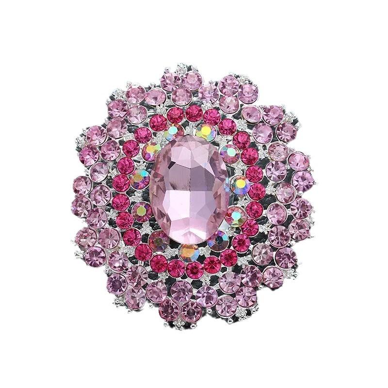 Classic Retro Stained Glass Large Brooch Imitation Crystal Luxury Badge Suit Dress Accessories