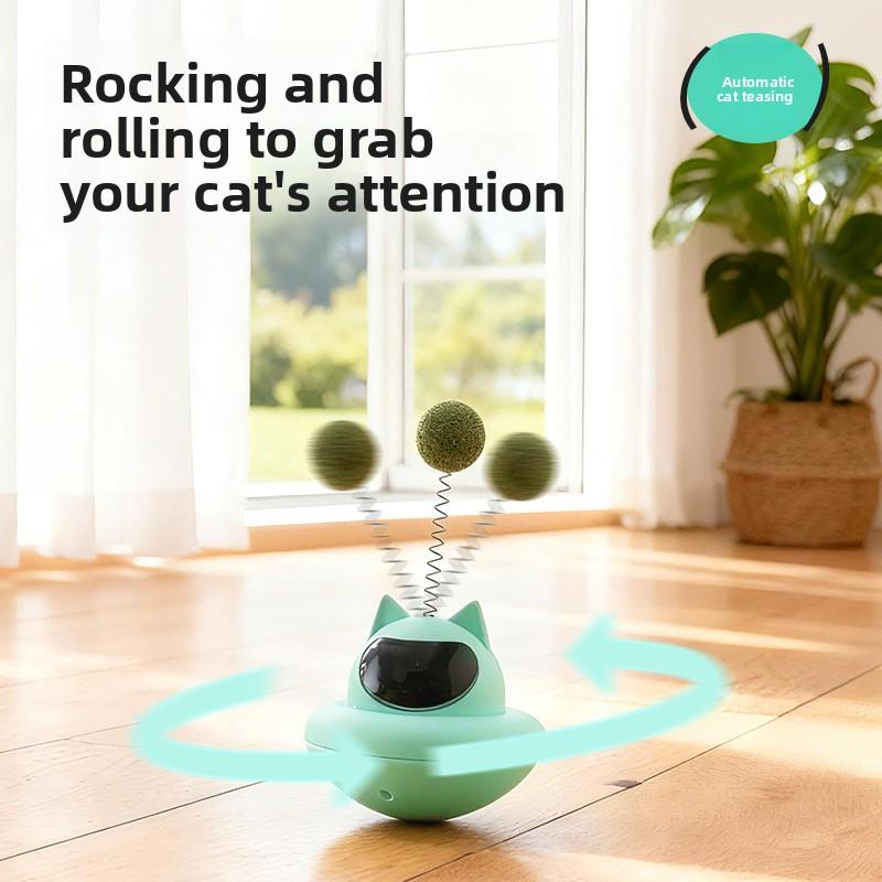 Cat figurine toy with feathers to tease cats, bell and rattle for self-amusement and relaxation. Cat toy, cat-shaped, with mint flavor.