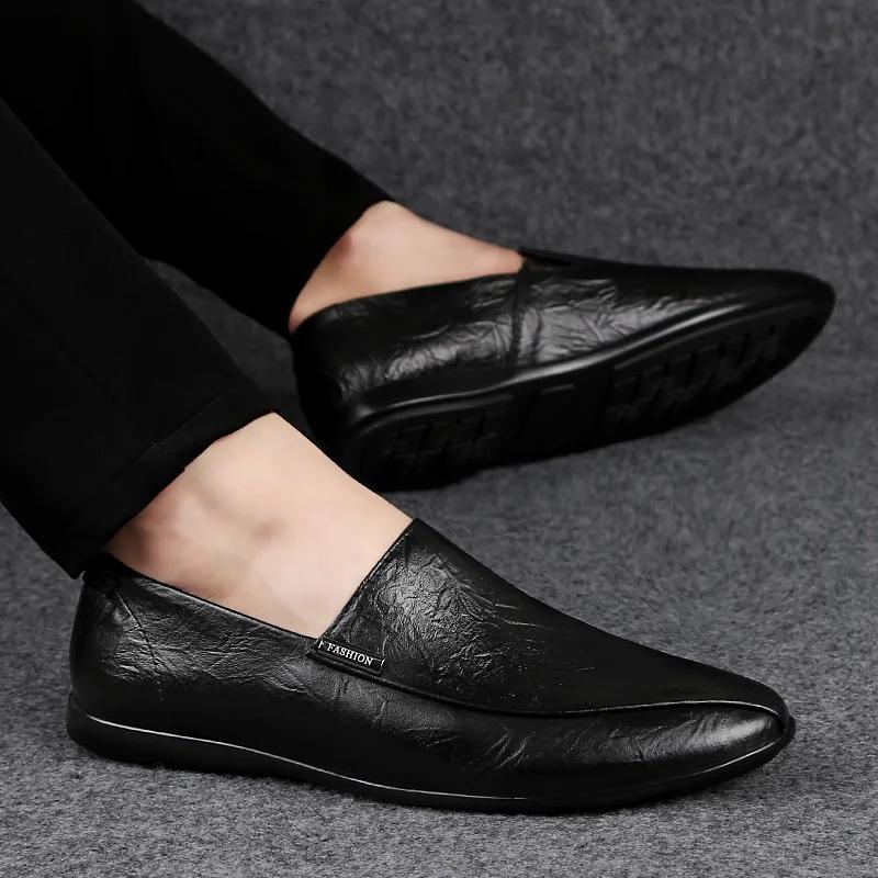 Genuine Leather Men Casual Shoes Luxury Brand Mens Loafers Moccasins Breathable Slip on Italian Driving Shoes Business British