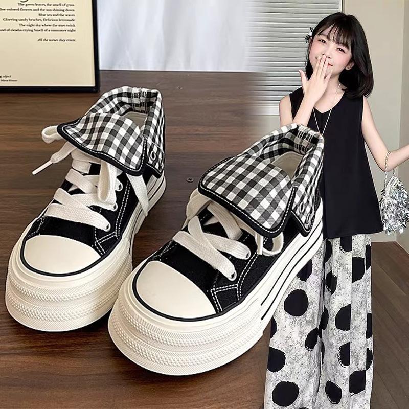 Red platform high-top cloth shoes girls new chic versatile niche explosion super fire casual two wear board shoes