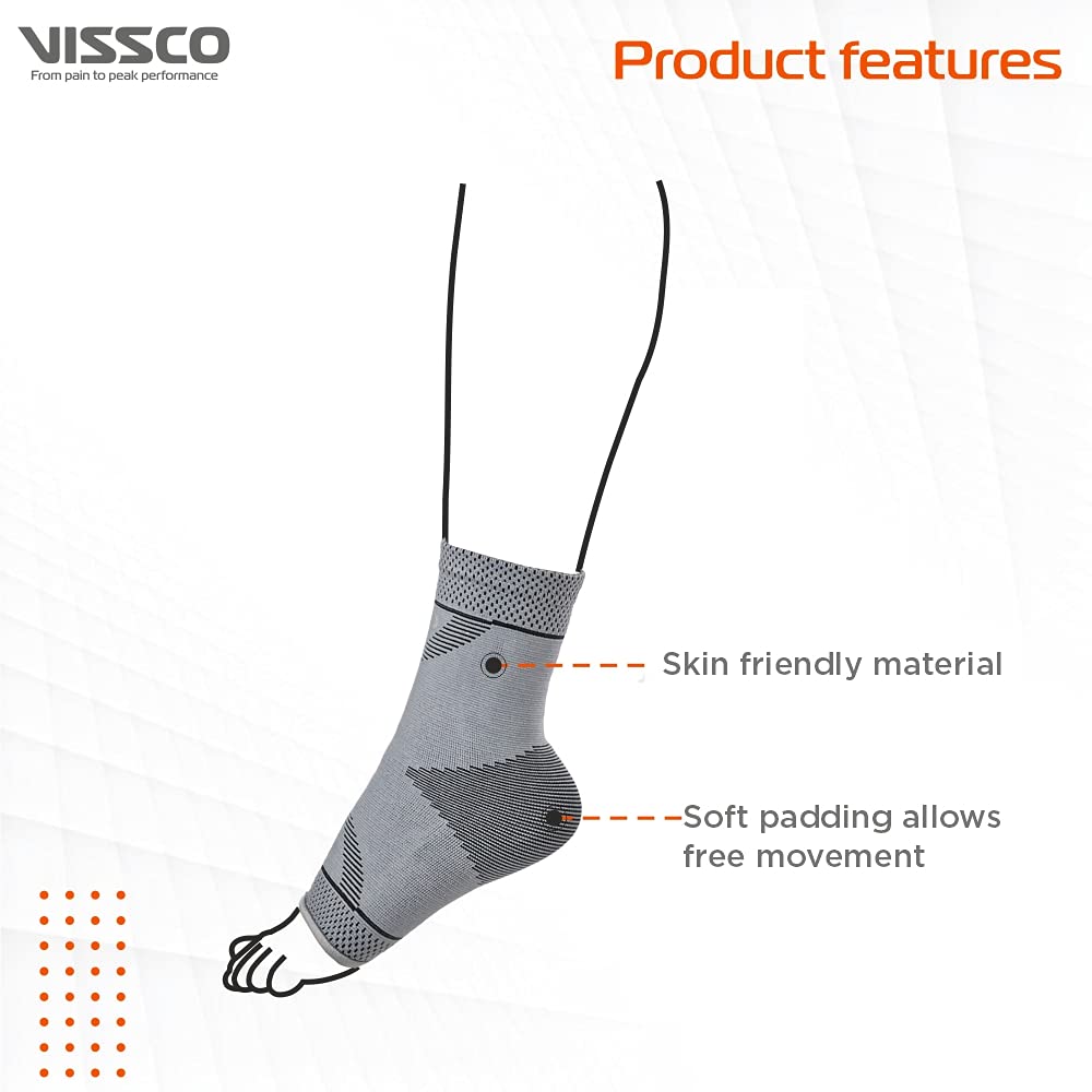 Vissco 2D Ankle Support, Stretchable Ankle Support for Injured Ankles, Arthritic Pain, Swelling, Stiff Joints, Pain Reliever, Brace for Strained