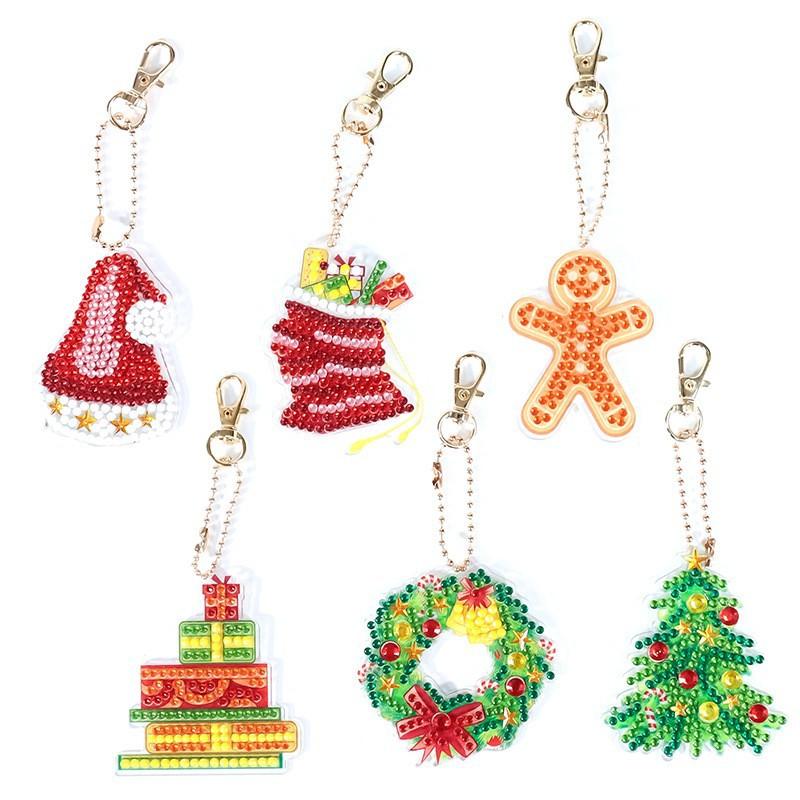 New Diy Diamond Painting Keychain Handmade Acrylic Pendant Jewelry Christmas Single-Sided Diamond Decoration Diamond Painting