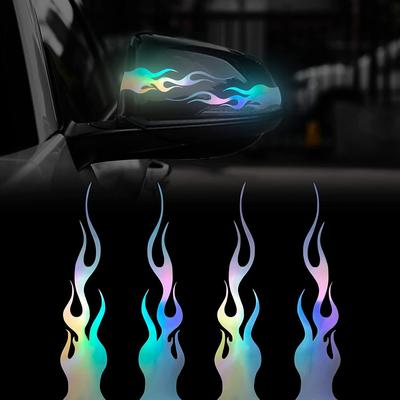 Flammen Reflektierender Autoaufkleber Motorsport Flammenstreifen Aufkleber Motorrad Fahrrad Skateboard DIY