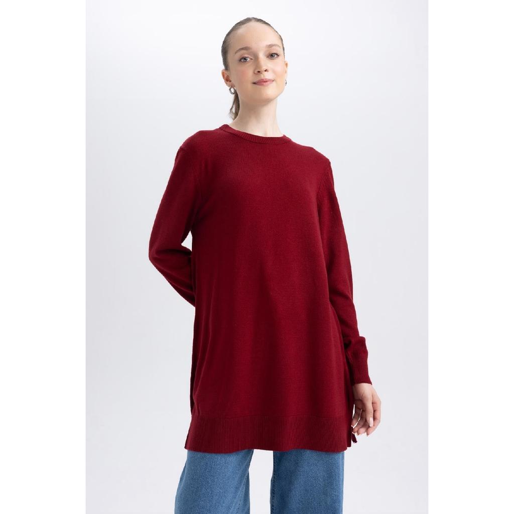 Tunika z okrągłym dekoltem o regularnym kroju