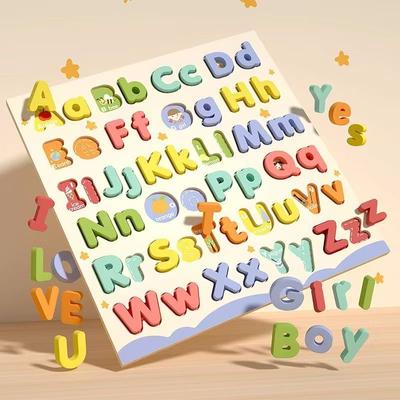 Barevná abecední puzzle Dřevěné Montessori hračky pro miminka 1 2 roky Hračky pro batolata Poznávání vozidel a zvířat Vzdělávací hračky