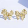 Huitan Aesthetic Bowknot Shaped Women Stud Earrings Full Shining CZ Fashion Party Wedding Accessories Engagement Chic Jewelry