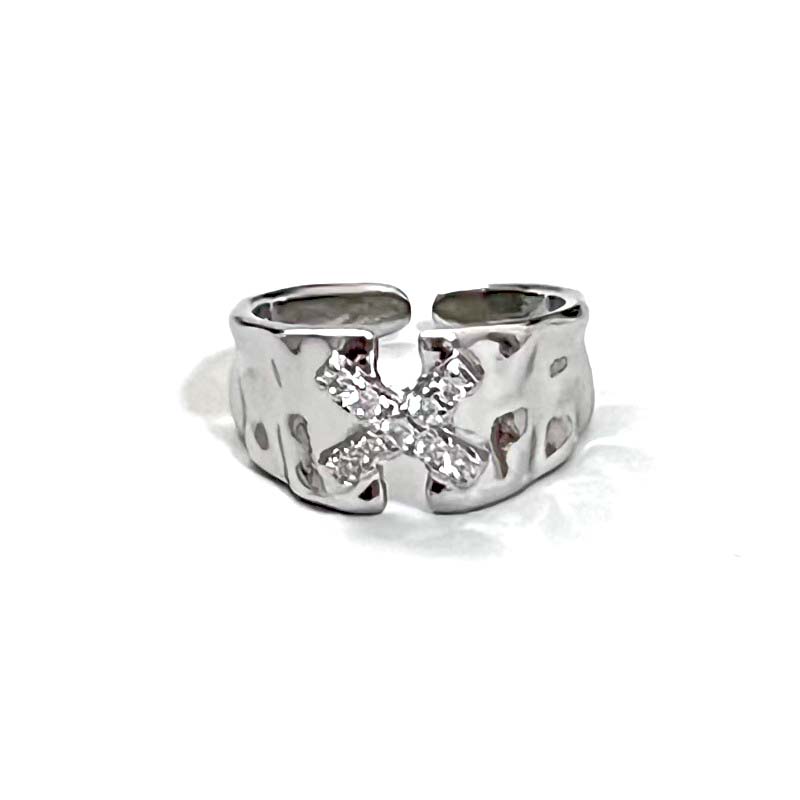 Y2K Punk Geometric Star Ring Set Irregular Crystal Silver Color Metal Cross Rings for Women New Fashion Jewelry Party Gifts