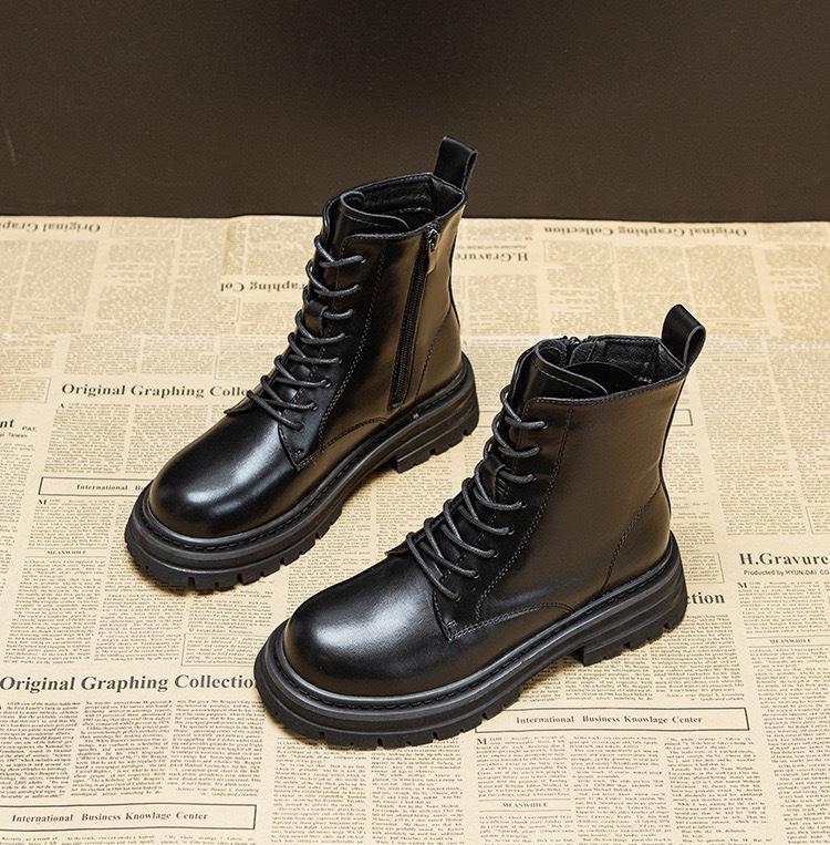 

Британские ботинки Martin, весенние, на толстой подошве, с ремешком, увеличивающие рост, мягкие кожаные коричневые тонкие короткие женские ботинки 40