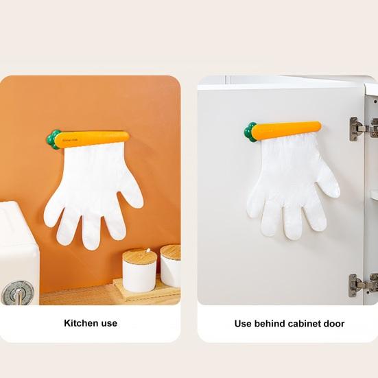 Glove Clip Strong Clamping Force Punch-free Easy Access Not Easily Break Easy-to-Wear Carrot Shape Disposable Glove Clip Kitchen Gadget