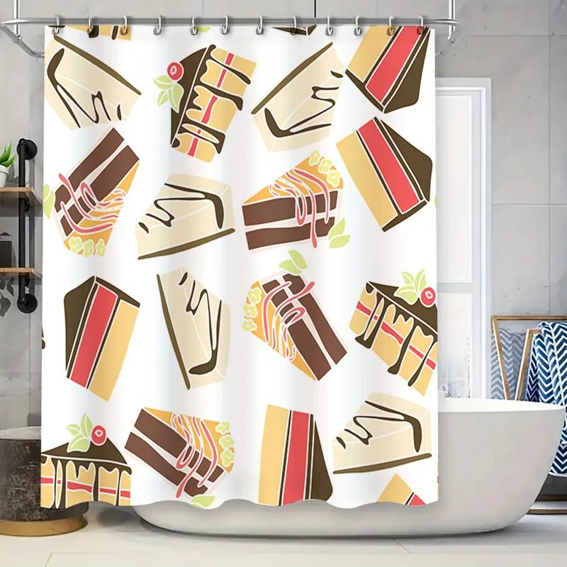 

Creative Gift Box Pattern Shower Curtain Bathroom Decoration Waterproof Washable Fabric Home Decor Item W60H190(CM)-1 Pcs