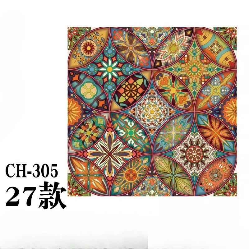 Retro Electrostatic Frosting Adhesive Free Art Painting Privacy Protection Window Film Stained Glass European Style Glass Film