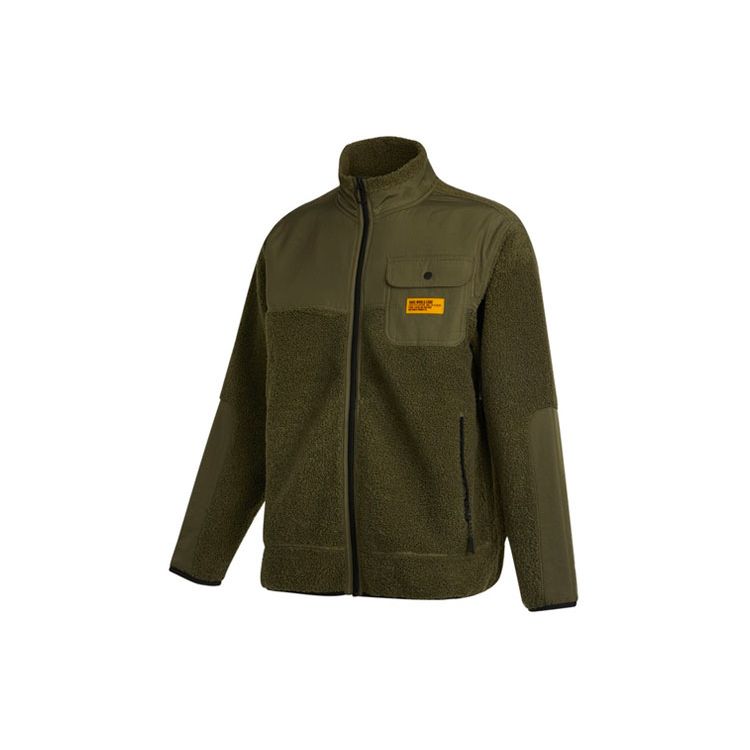 Vans Olive Green Fleece-Paneled Stand Collar Insulated Jacket VN0A5F4TKCZ S