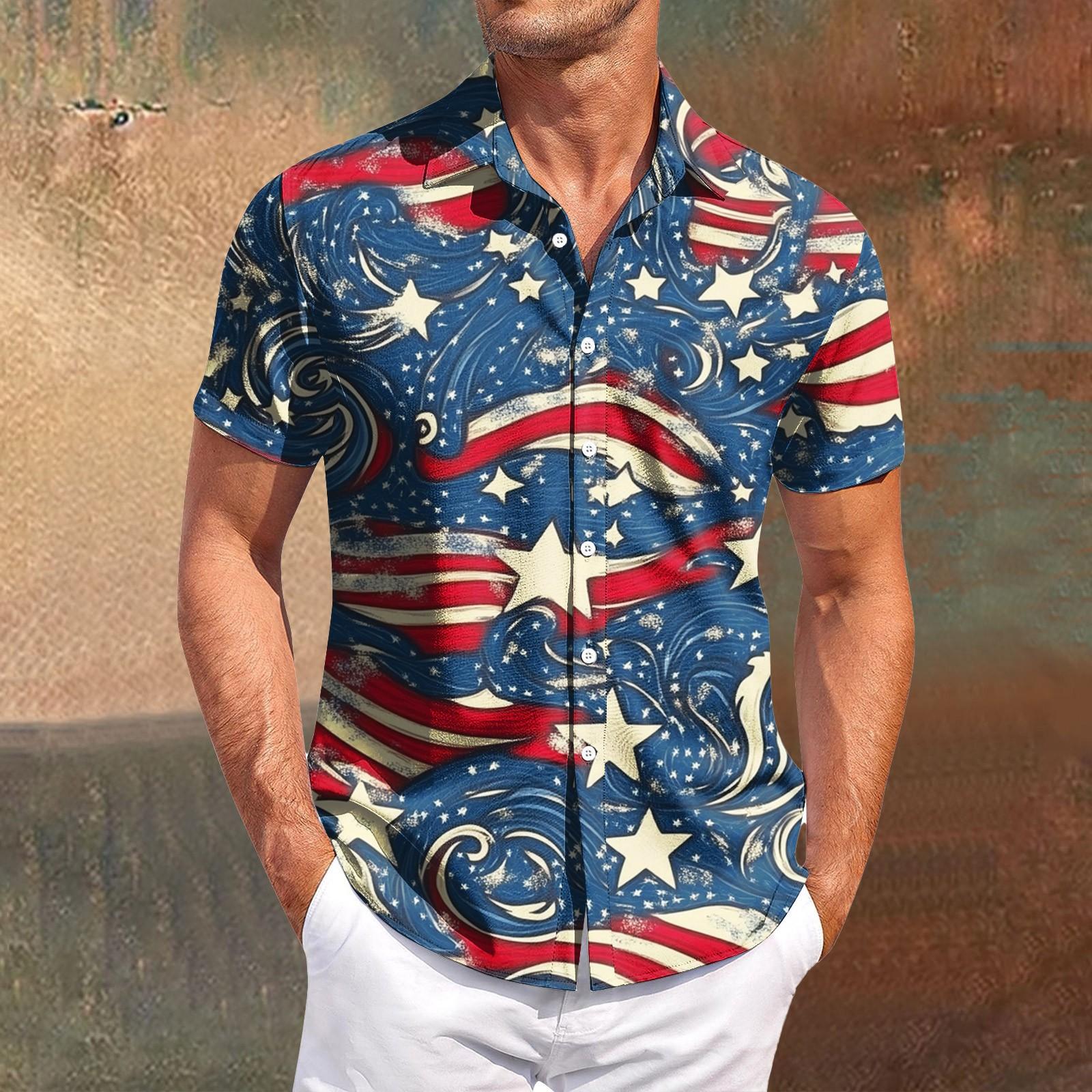 

Чоловіча повсякденна сорочка з короткими рукавами тонка модна чоловіча картата сорочка з принтом XXL