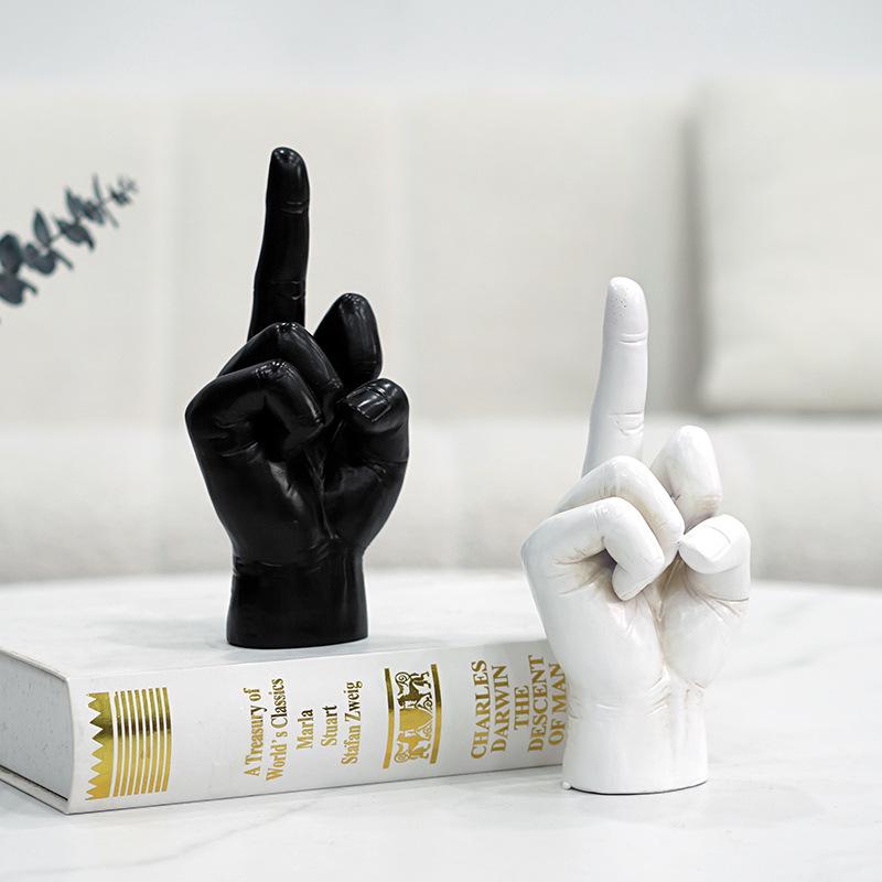 Middle Finger Sculpture: Unique Resin Decor for Home or Bedroom