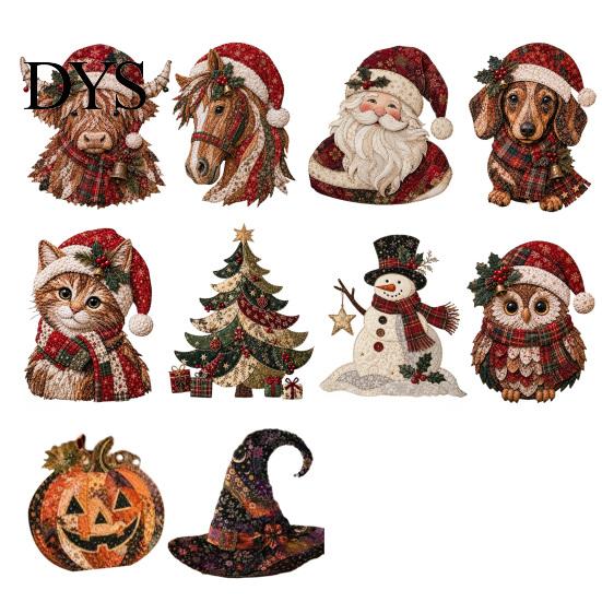 Balíček materiálů pro šicí koníček Vánoční DIY Patchworková sada, Halloween Klobouk čarodějnice Vánoční Domácí Sváteční tradice Ozdoba Zvířecí Látka Řemeslná sada