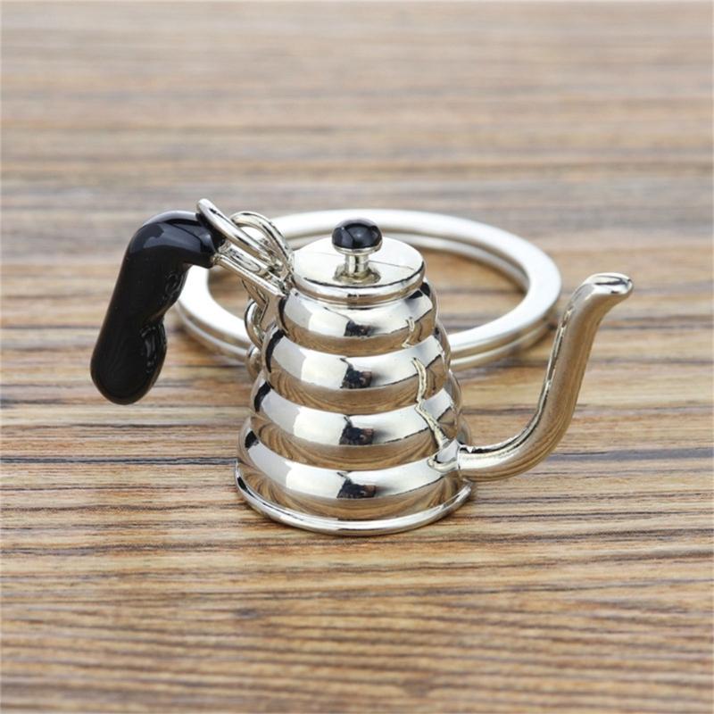 Unique Coffee Machine Filter Handle Keychain Fashion Metal Key Ornament Bag Charm Present for Coffee Aficionados