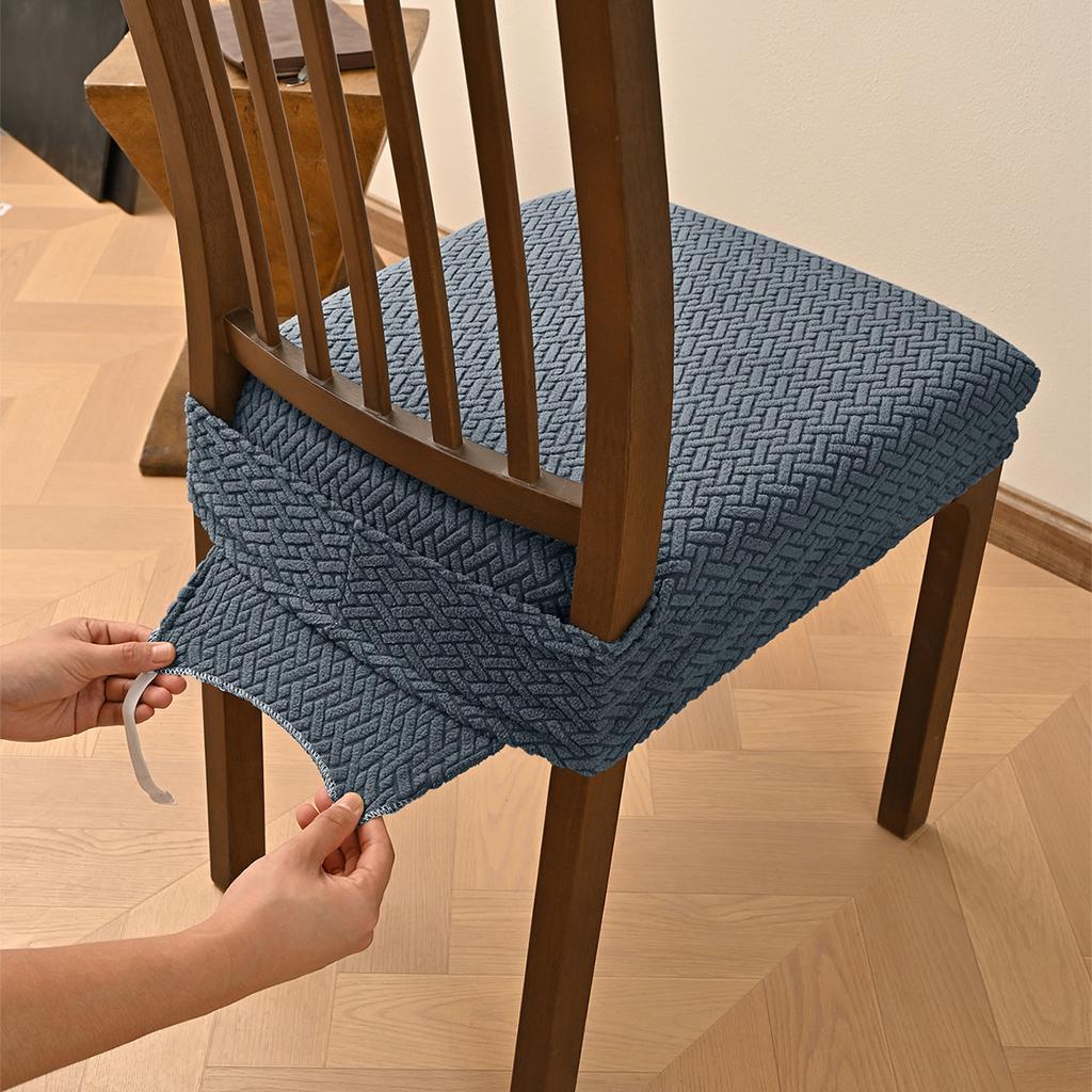 1Pc Home Chair Cushion Cover Removable Anti-Dust Chair Cushion Slipcovers Jacquard Dining Chair Seat Cover Elastic Chair Case