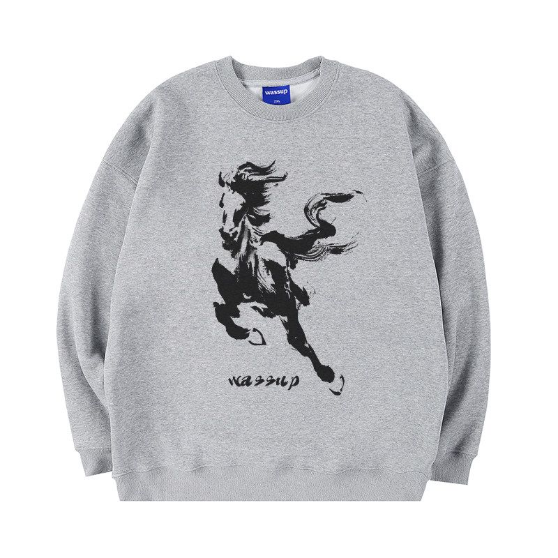 

Miles of Rushing Rivers National Trend Gray Sweatshirt for Men, Autumn and Winter New Style, Fleece-Lined, Loose Casual Heavyweight Crew Neck Top Gray L