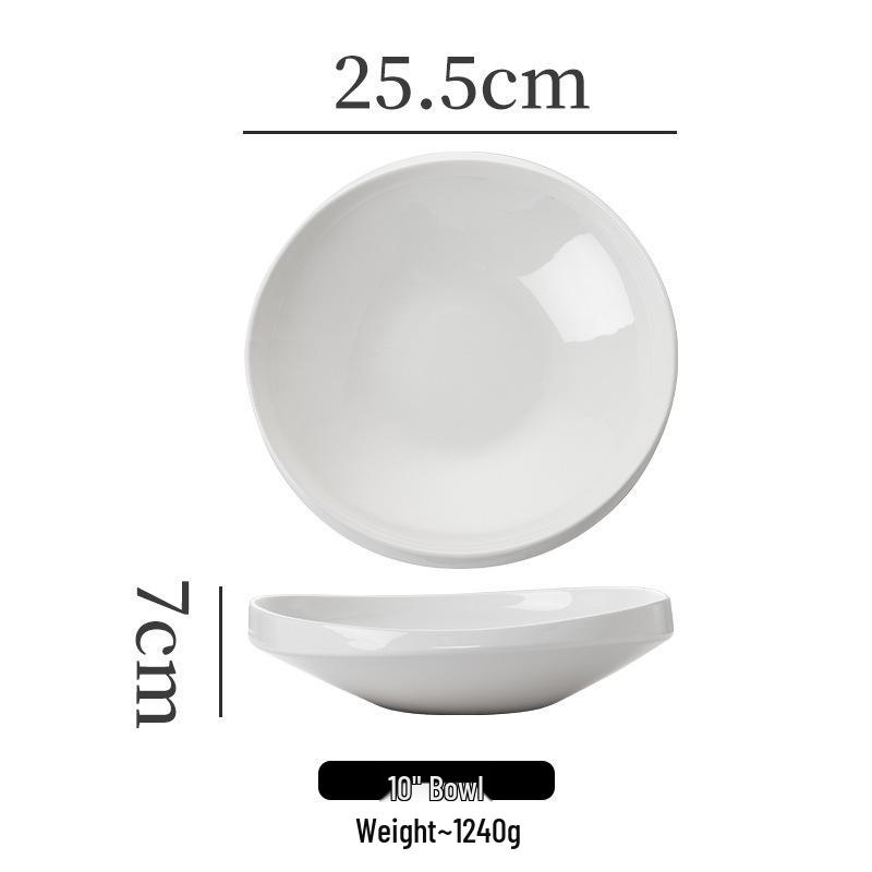 White High-Footed Ceramic Soup Bowl - Deep Plate for Home or Hotel Use