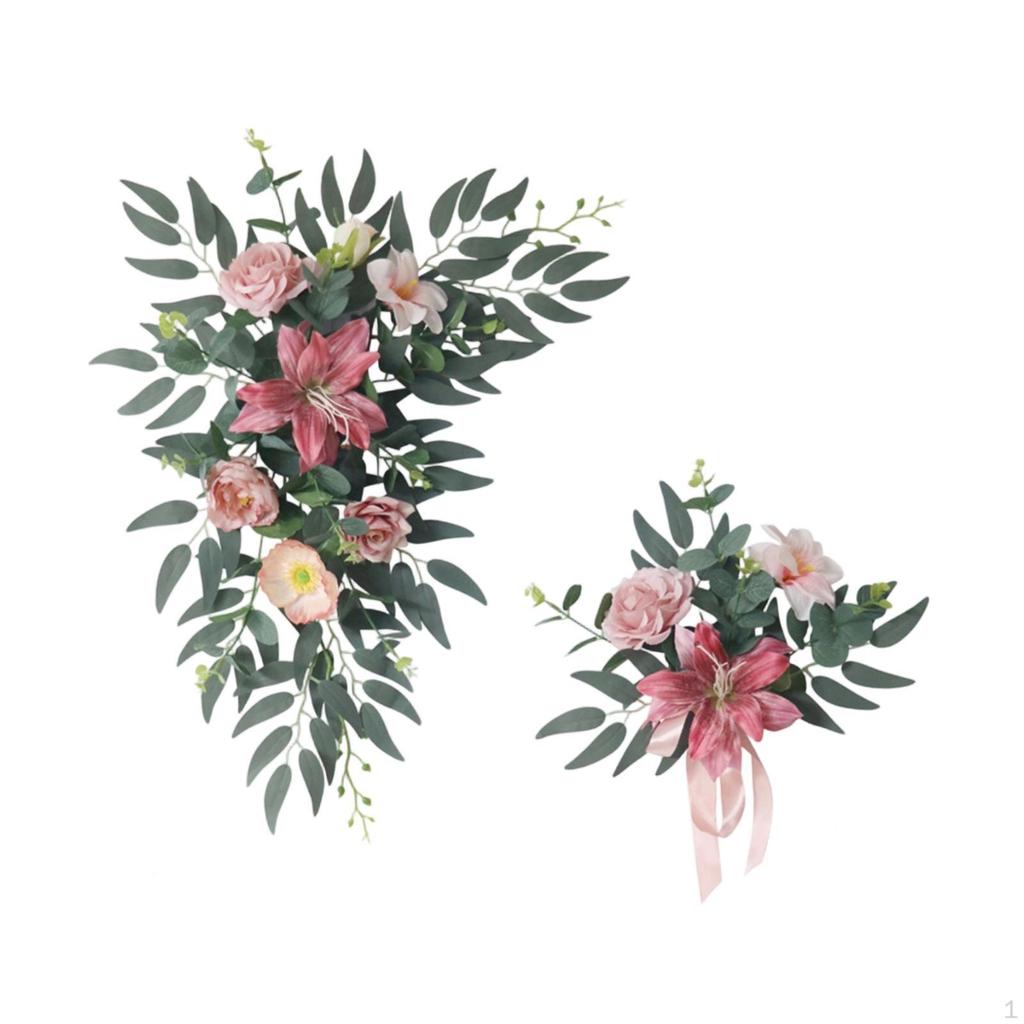 2 Pieces Wedding Arch Flowers Artificial Floral Swags Gifts Versatile Rustic Flower Arrangement