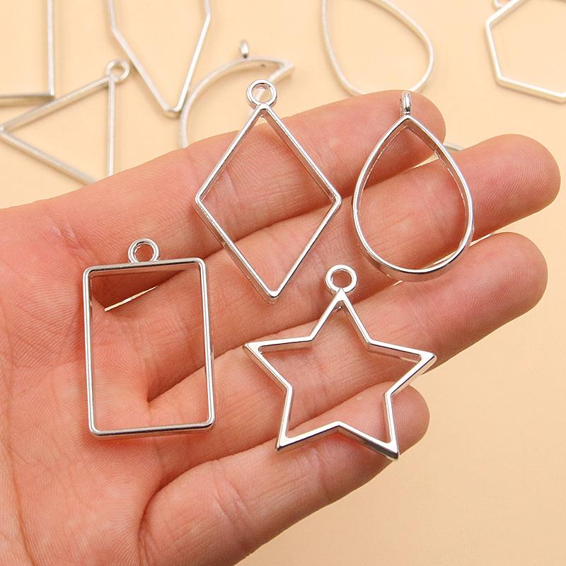 White K Alloy DIY Jewelry: Moon, Round & Heart Hollow Pendants (17 Styles)