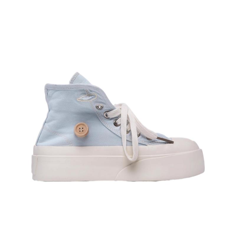 2025 Soft Women Niche Design Chunky Casual Sneaker High Top Canvas Shoes Student Convertible Two Way Wear Skate Shoes Thick Sole