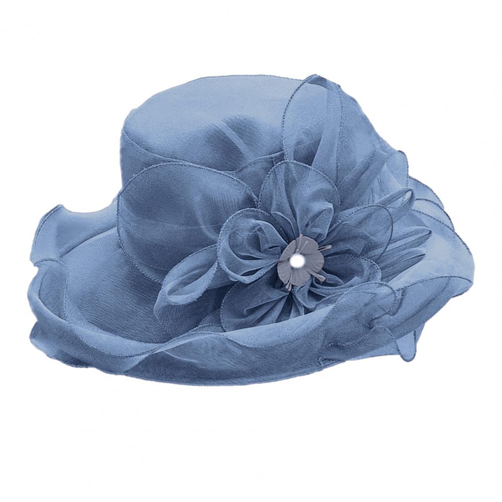 Fashion Hat Women Top Hat Elegant Organza Flower Wide Brim Sun Hat for Women Retro Style Party Banquet Accessory Foldable Beach