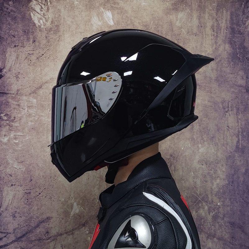 Certified Men's Bluetooth Full-Face Motorcycle Helmet with Trendy Horns for All Seasons.