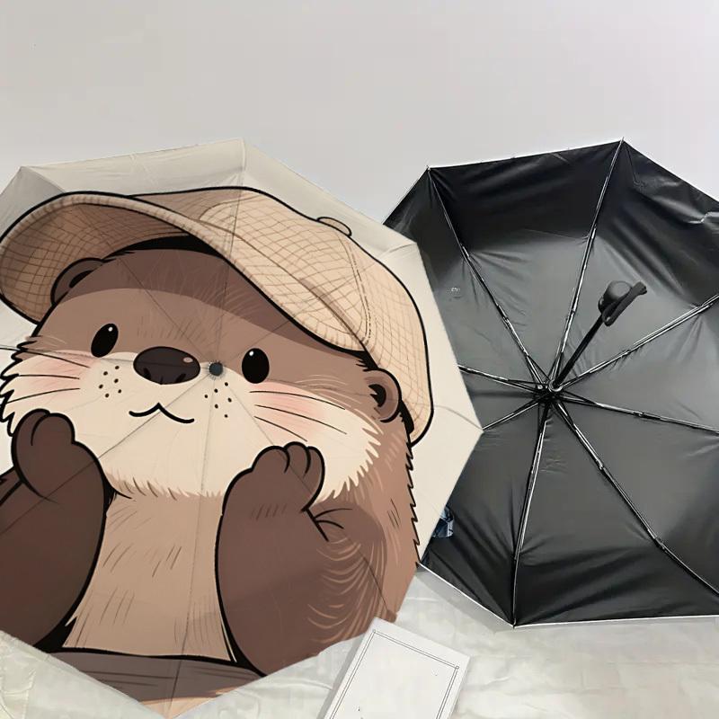 Otterly Cute Adventure: Personalized Umbrella with Automatic Opening & Closing, Perfect for Outdoor Enthusiasts and Travelers