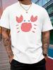 Unisexs Casual Short Sleeve T Shirt Minimal Abstract Crab Print Crew Neck Cotton Tee Loose Ocean Style Summer Tops For Adult Guys