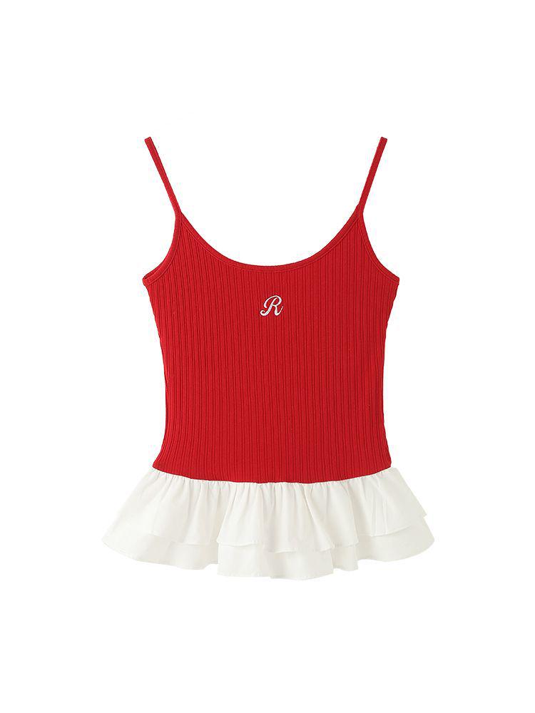 

Шикарная красная кружевная майка - Летний женский топ в балетном стиле Small красный