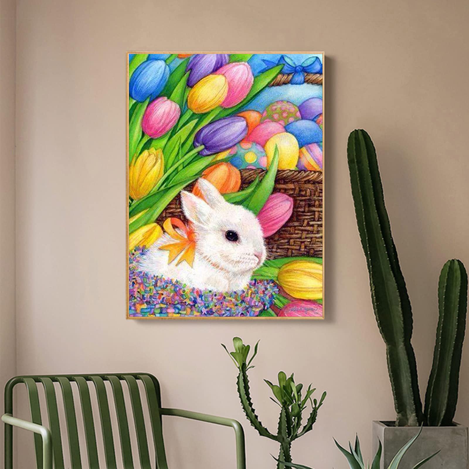 

5D Diy алмазная живопись Лилия и кролик набор крестиков полная алмазная вышивка мозаика художественная картина стразы Декор подарок Full Round 20x30cm