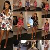 Elegant Women's Fashion Satin Floral Print Shirt Mini Dress Perfect For Casual Occasions
