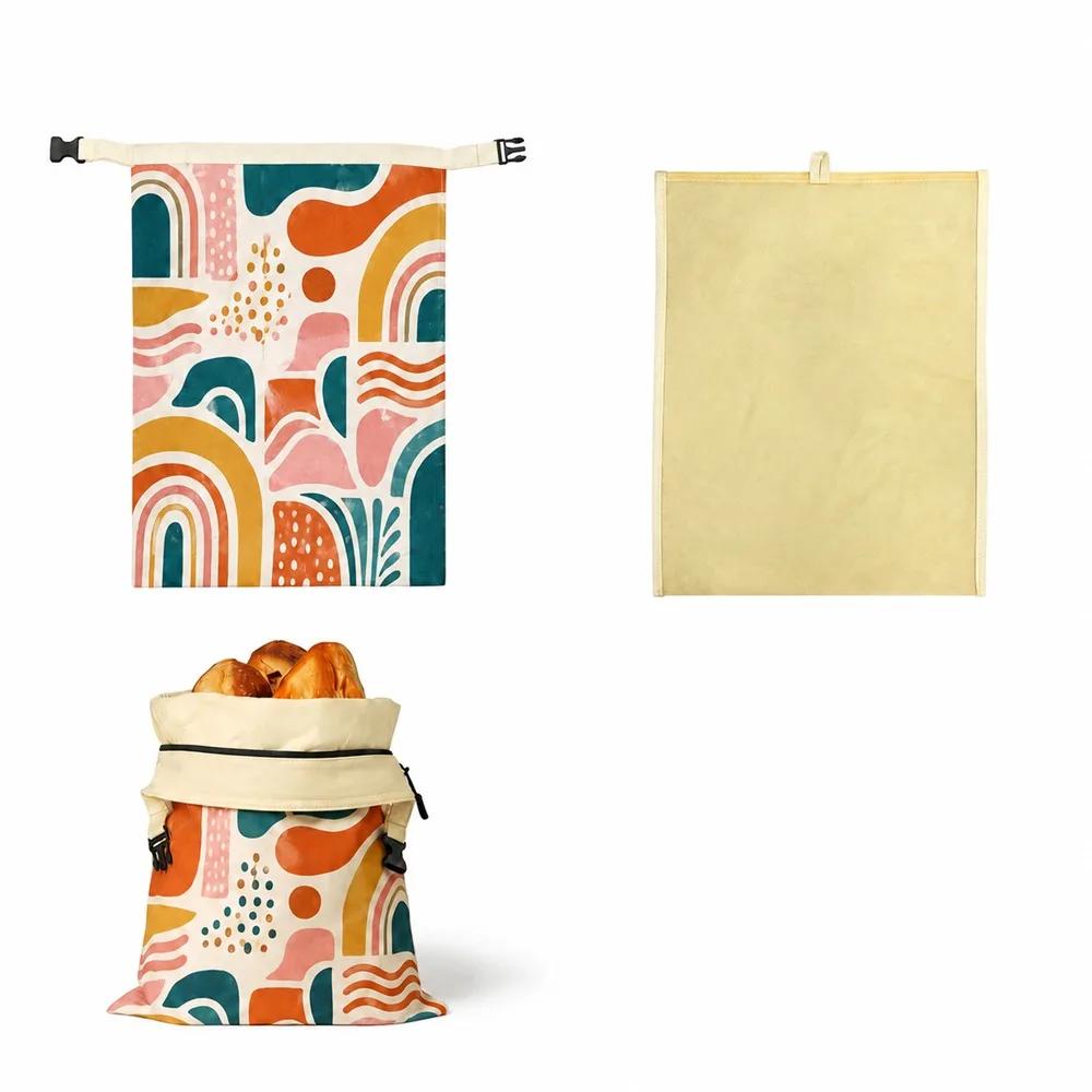 Reusable Beeswax Bread Bags Beeswax Coated Large Capacity Sourdough Bread Bags Freshness Preservation Lock Closure