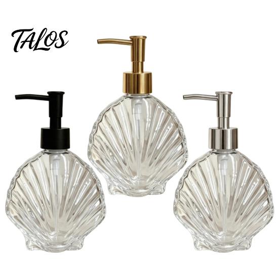 Pump Lotion Bottle 400ML Beach Seashell Refillable Soap Dispenser, Liquid Hand Glass Durable Dispenser Container, for Bathroom Kitchen Countertop