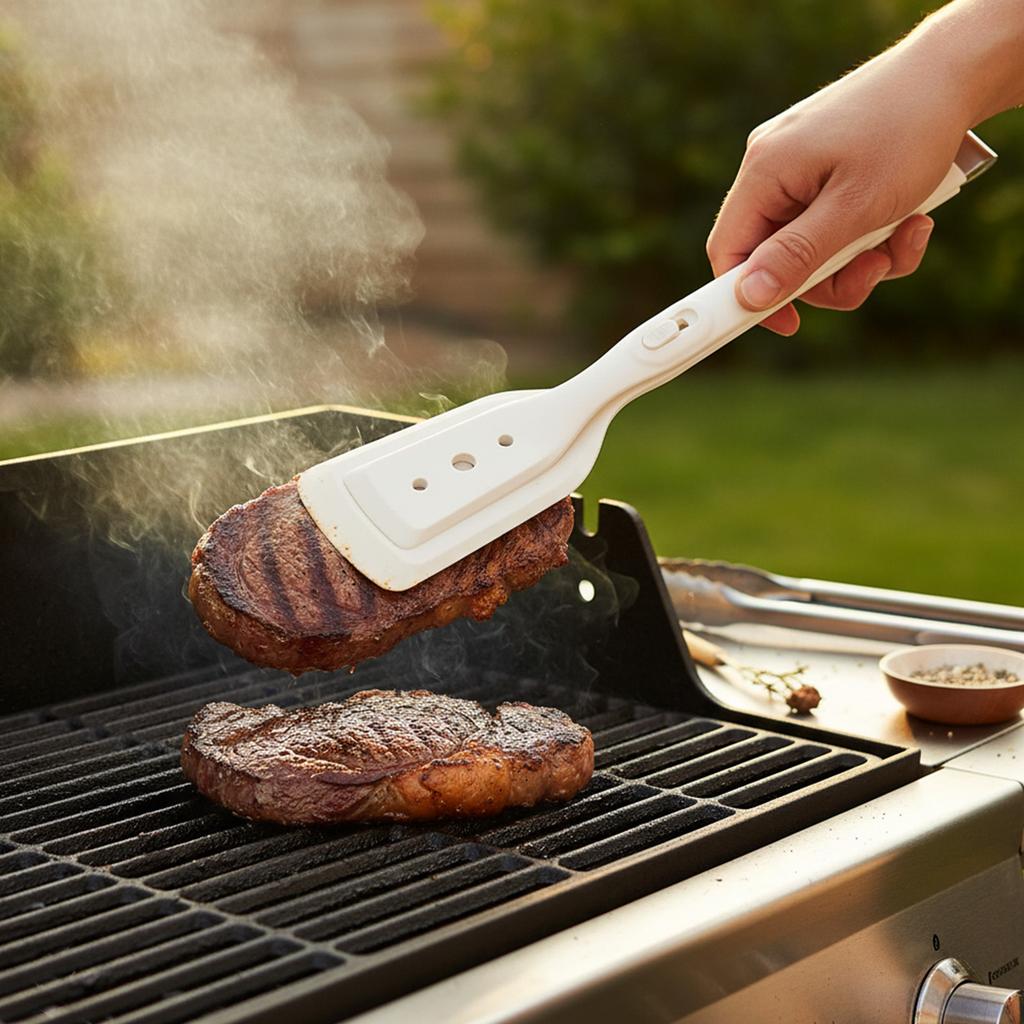 Silicone Steak Turner Spatula 2-in-1 Non Slip Heat Resistant For Grilling And Flipping
