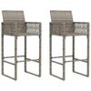 Garden Bar Stool Set 2 pcs Grey Poly Rattan