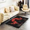 Japanese Samurai Cat Print Area Rug, Red Sun & Ancient City Design Non-Slip Floor Mat for Living Room Bedroom Home Decor Carpet