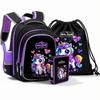 Kids School Backpack Girls Grade 1-2 Lightweight Waterproof Oxford Fabric With Air Cushion Straps Cartoon Design