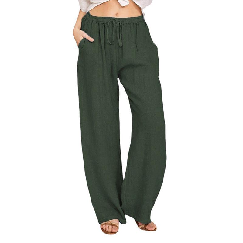 2024 Plus Size Women's Casual Loose Cotton & Linen Long Pants - European & American Style