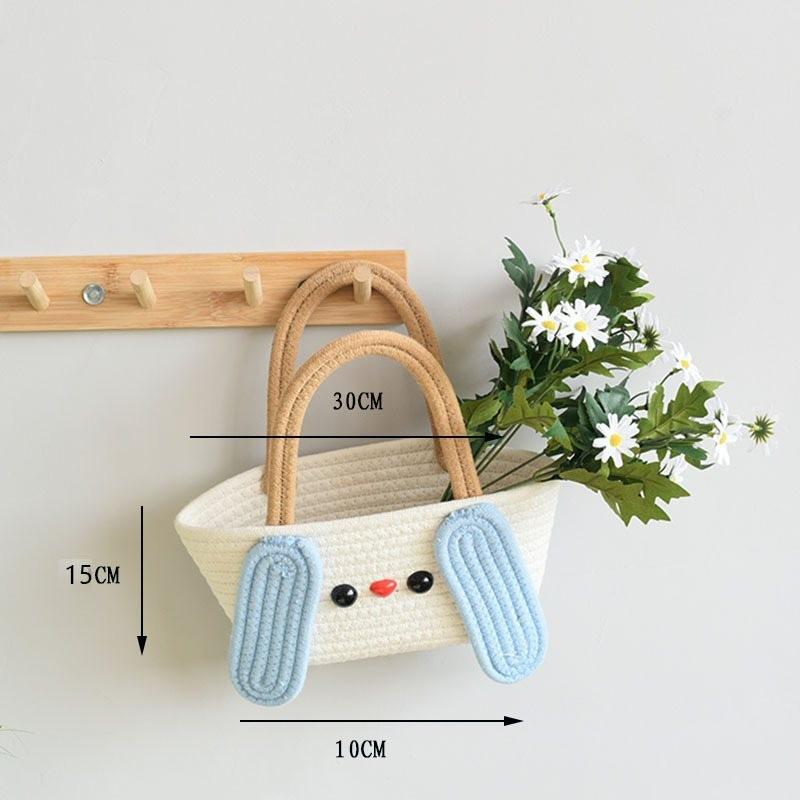 Adorable Cotton Yarn Woven Cartoon Bag For Women And Kids Perfect For Snacks And Toys Storage