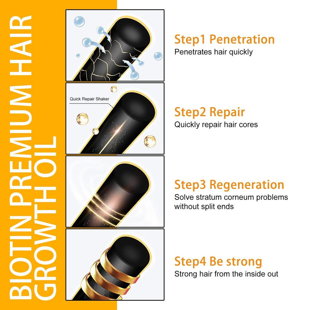 EELHOE Biotin Hair Care Essential Oil Deeply Moisturizes Hair with Scalp Massage Care, Supple and Shiny Daily Hair Care Products 30ml